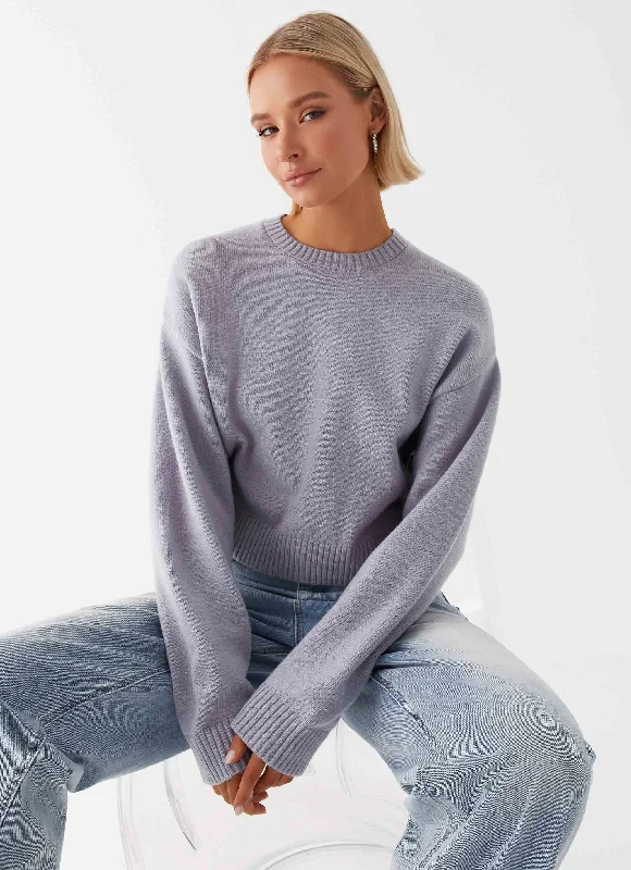 Personality Publicity Slouchy Knit Sweater Monika Oversized Jumper - Blue