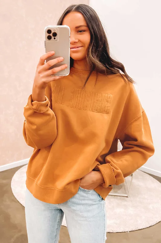 Simple research Open Front Pullover Old Favourite Crew Tan