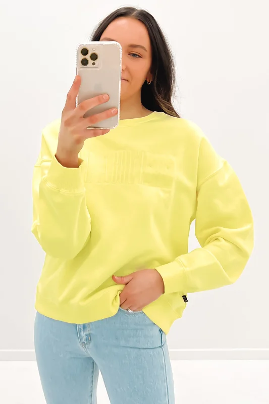 Mid-length Style Elegant Wool Pullover Old Favourite Crew Yellow