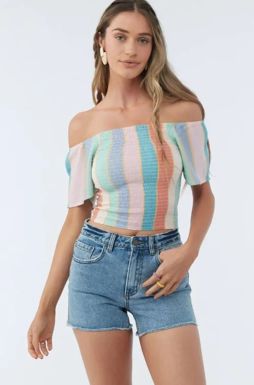Urban Fashion Classic retro O'neill Women's Tops Skimmer Length Off The Shoulde