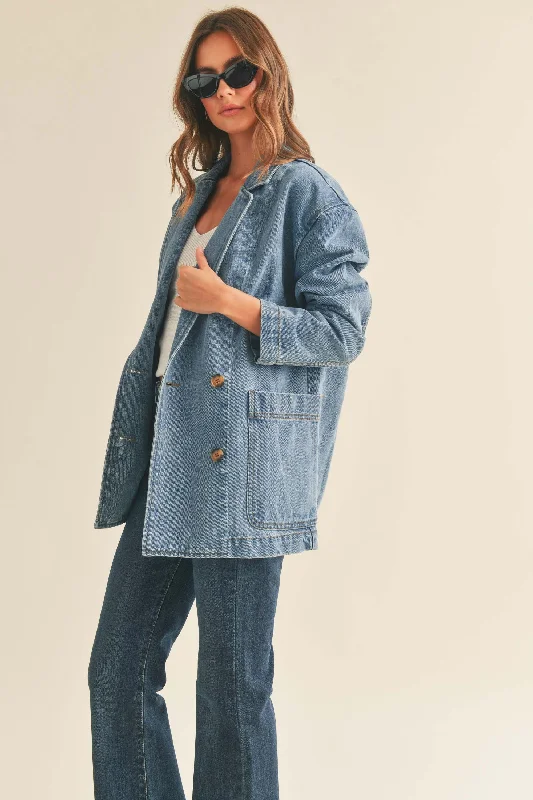 Independent design Exquisite details Oversized Denim Blazer