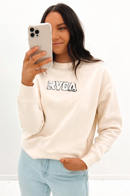 Fashionable sports Breezy Knit Pullover Patched RVCA Curl Crew Natural