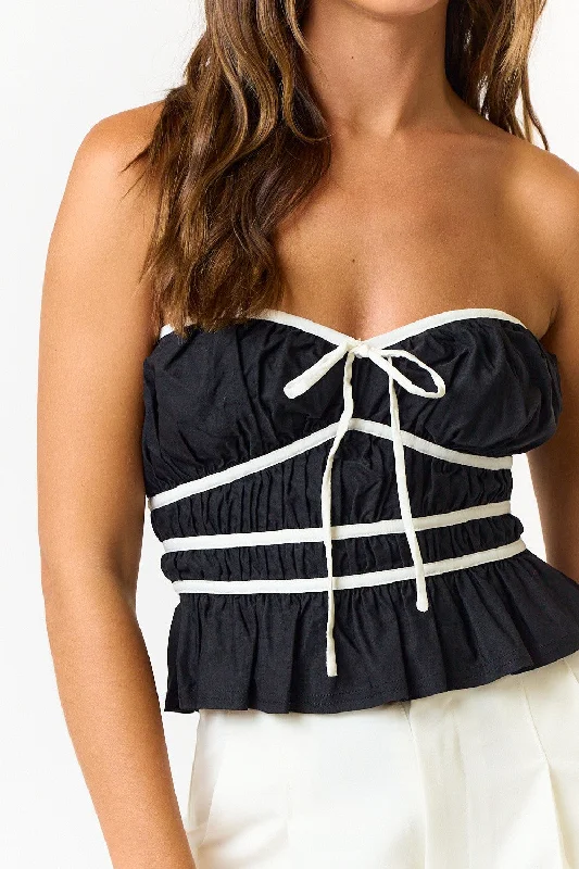 Sports Zipper Style High-end sense Peplum Tube Top