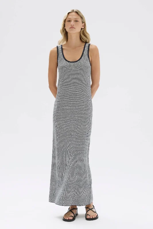 Fresh And Simple Knit Blazer Jacket Peri Stripe Knit Maxi Dress