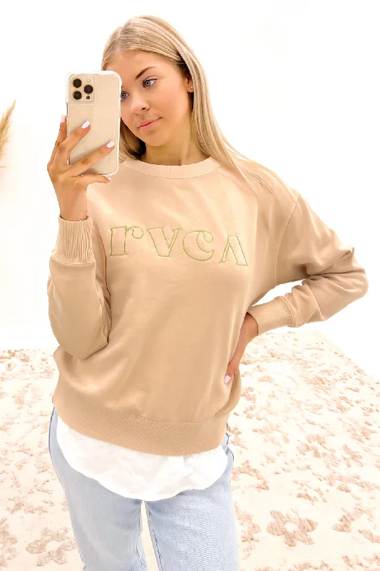 Single item design Athleisure Pullover RVCA Curl Keyline Crew Garlic