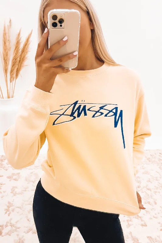 Classic Retro Breezy Knit Pullover Shadow Script 90's Crew Vanilla