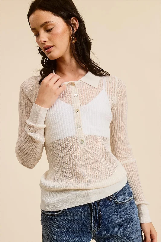 Luxury and fashionable Modernism Sheer Knit Top