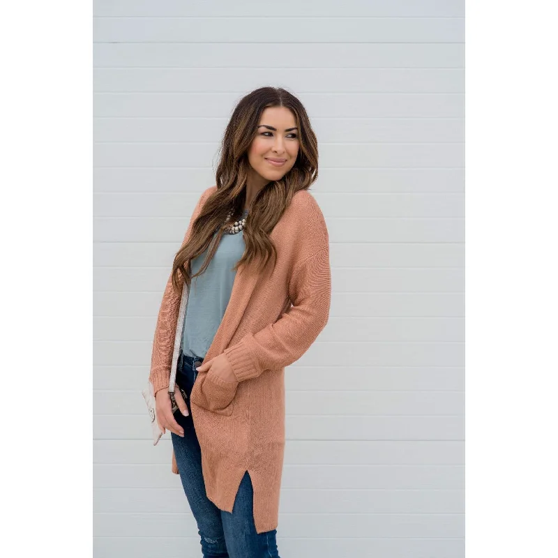 Sports fitness shoes Loose Fit Knit Sweater Side Slit Tissue Cardigan