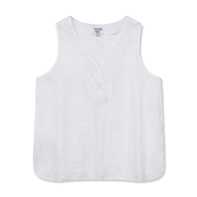 Advanced Customization Artistic temperament Sleeveless Linen Top - White