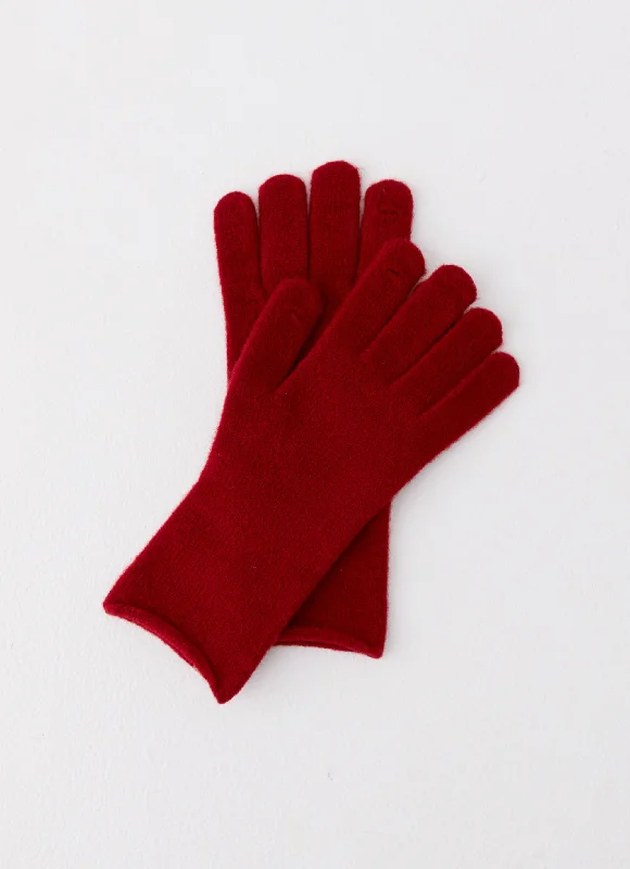 Fashionable and casual Scoop Neck Knit Top Snow Angel Wool Gloves - Red