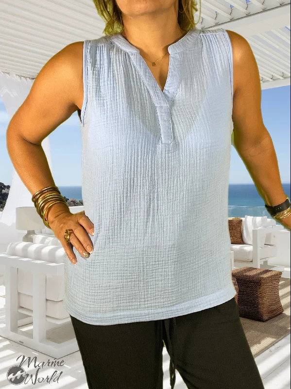 Retro Style Sports fashion Split Coast Women's Tops V Neck Sleevelees