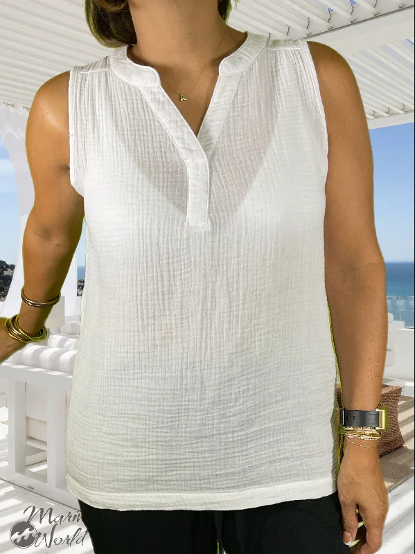 Retro Lace Fabric Versatile items Split Coast Women's Tops V Neck Sleevelees