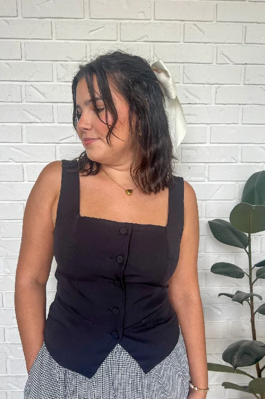 Affordable selection Celebrity must-have Square Neck Button Down Top