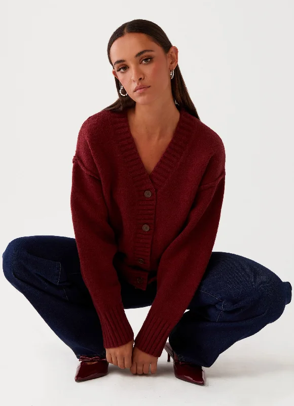 Slim Fit Knit Fit-and-flare Dress Tell Me More Oversized Cardigan - Maroon