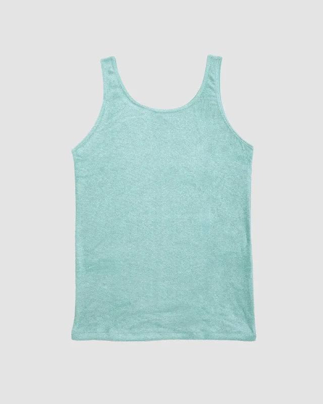 Wandering freely Stand-up collar design Telu Green Velour Omo Tank