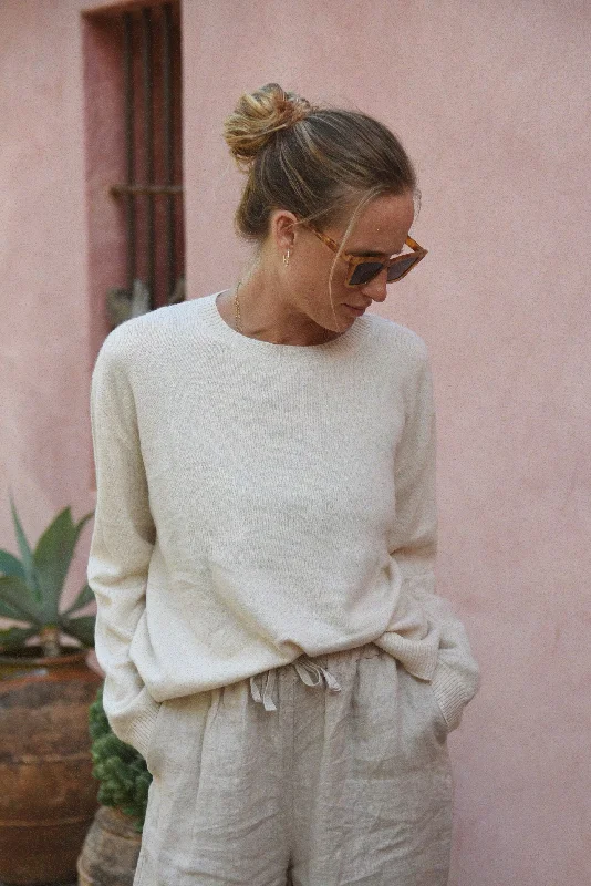 Short skirt design Exquisite embroidery The Cashmere Cove Crew Neck // Moon