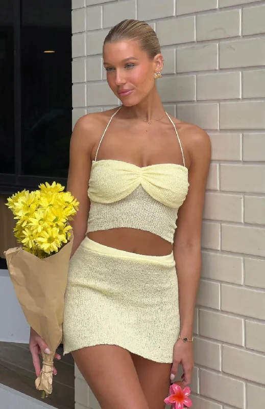 Noble Temperament Design trend Too Busy To Care Halter Top Lemon