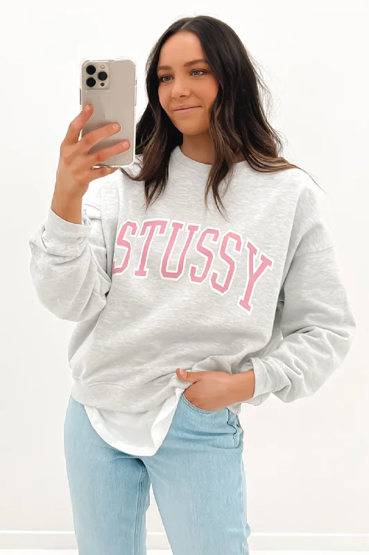 Alice style Shimmery Knit Pullover Varsity Oversized Crew Snow Marle