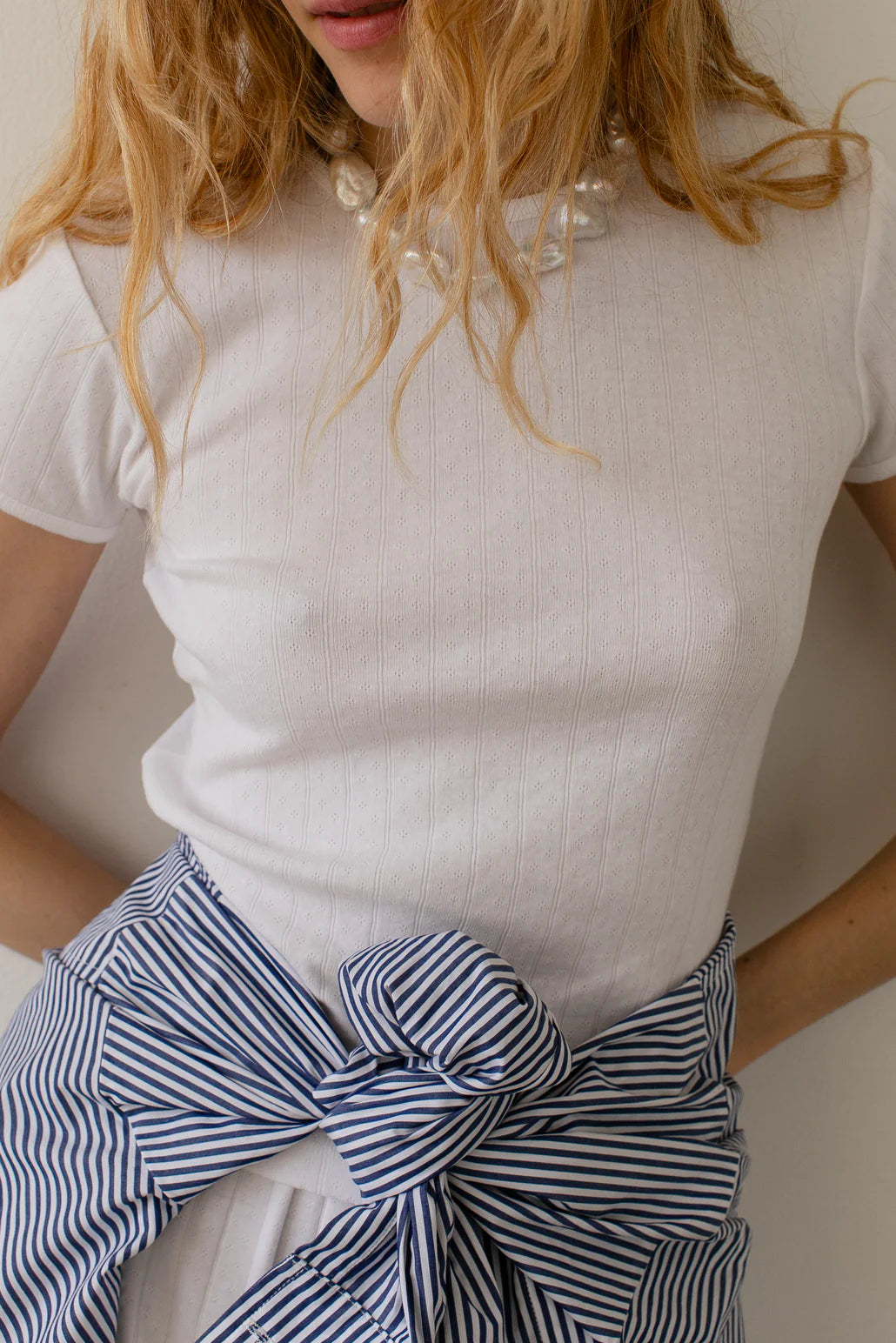 Party Wear Unique prints White Pointelle Baby Tee