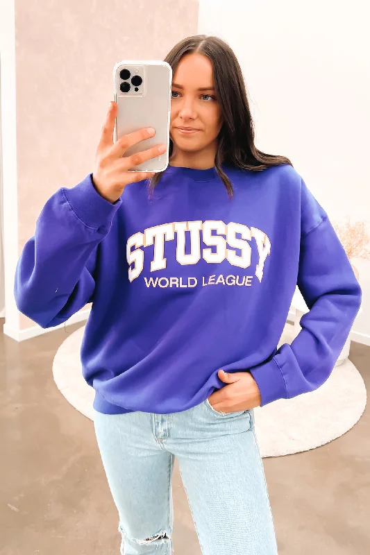 Elegant Classic Seamless-design World League Oversized Crew Pigment Bright Blue