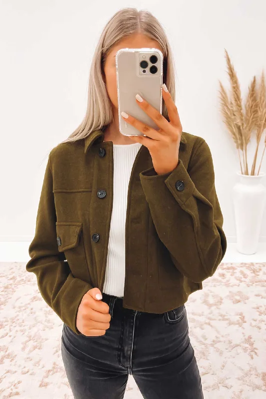 Skirt style Retro design Zeina Crop Jacket Olive