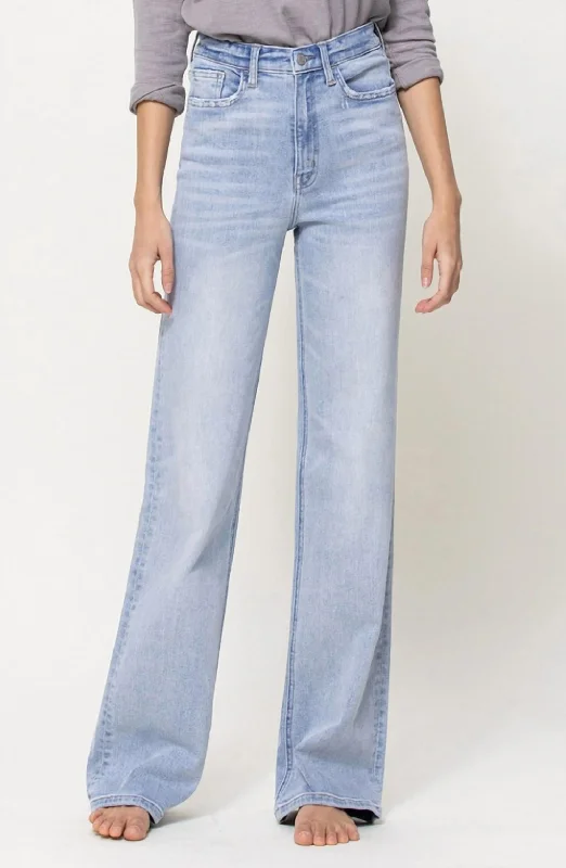 Design sense Simple high-waisted pants 90's Stretch High Rise Flare Jean In Light Wash Design sense Simple high-waisted pants 90's Stretch High Rise Flare Jean In Light Wash
