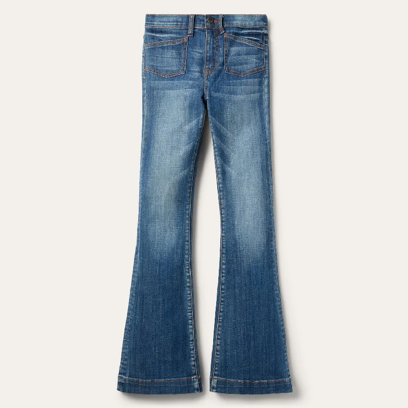 Street Vertical And Horizontal Design Vintage denim jeans 921 High Rise Flare Jeans