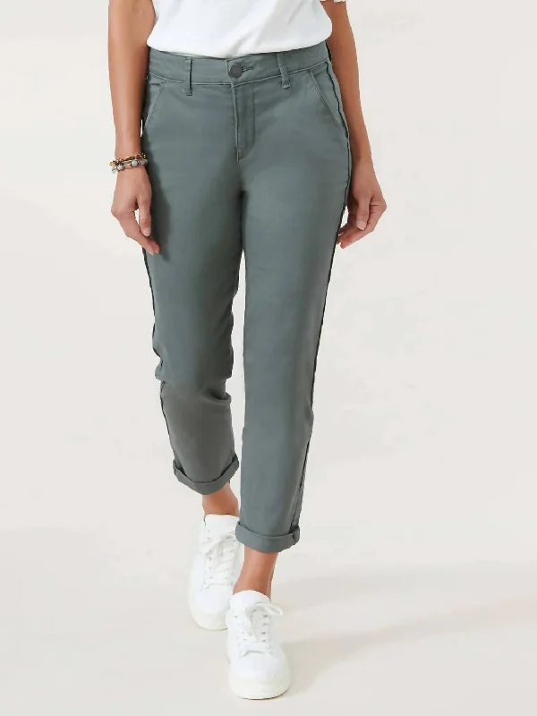 Urban Fashion Printed cotton pants Absolution High Rise Roll Cuff Trouser In Thyme