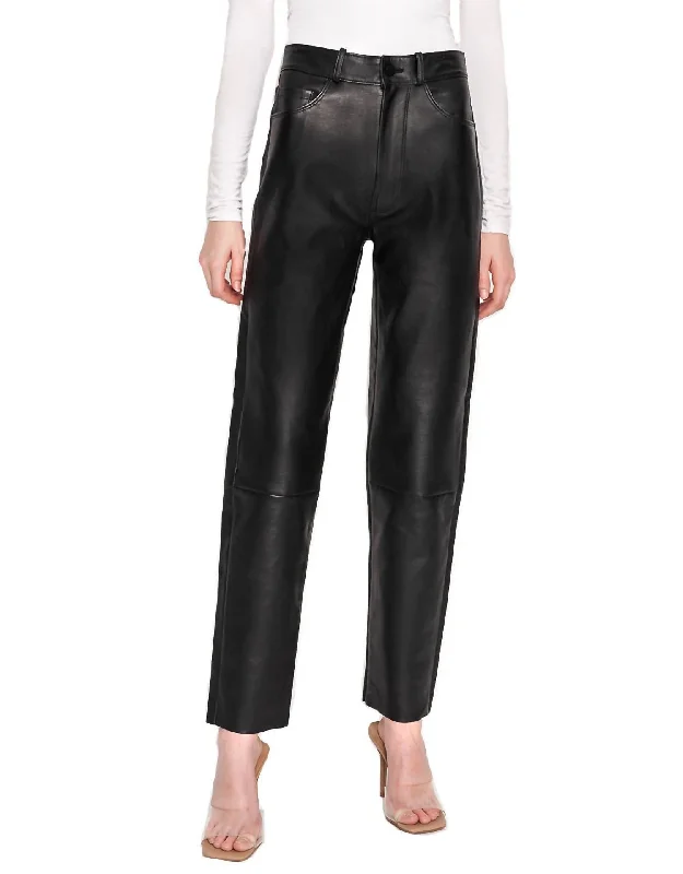 Retro Woolen Jacket Women’s elastic leggings Adeline Leather Jeans In Black