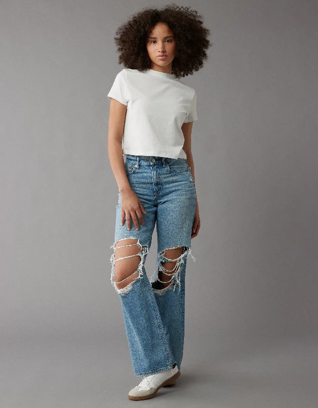 Classic Retro Easy-wear trousers AE Strigid Curvy Super High-Waisted Baggy Straight Ripped Jean Classic Retro Easy-wear trousers AE Strigid Curvy Super High-Waisted Baggy Straight Ripped Jean