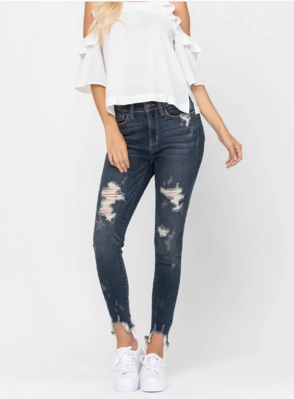 High-end atmosphere Trendy chic cargo pants All Over Skinny Jean In Dark Wash