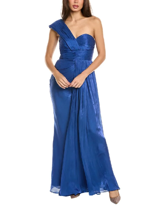 Warm and substantial Badgley Mischka Draped One-Shoulder Gown