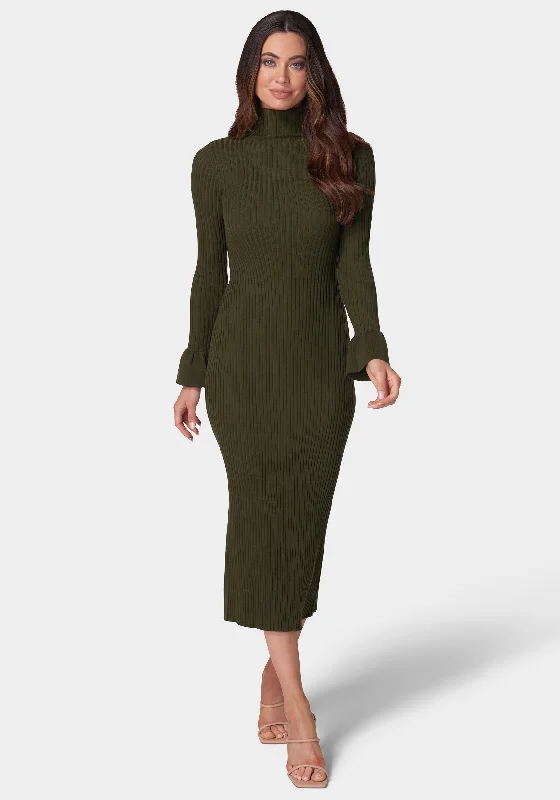 Hip-hop Style Bell Sleeve Sweater Dress