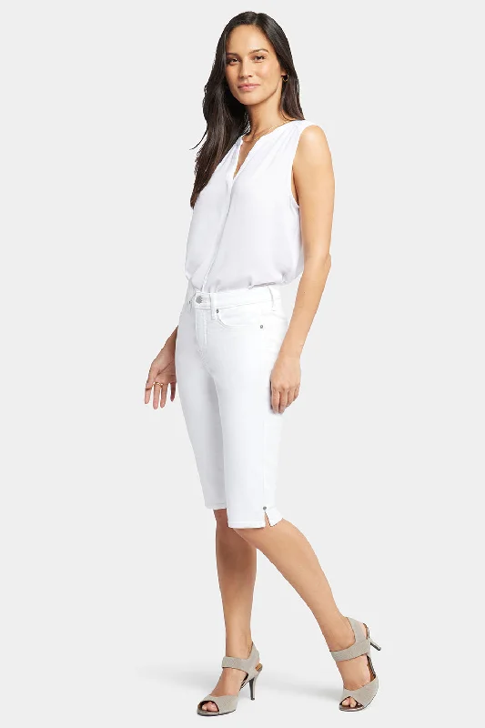 Street Sports Style Flared denim Sophie Bike Capri Jeans - Optic White