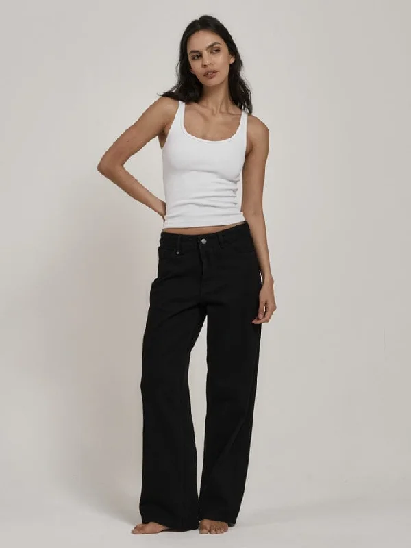 Sports suit style Stretch bootcut jeans Billie Low Baggie Jean - Black Rinse