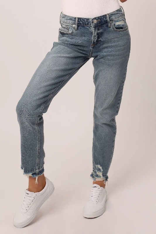Urban Fashion Adjustable waist pants Blaire Slim Straight High Rise Jeans In Blue