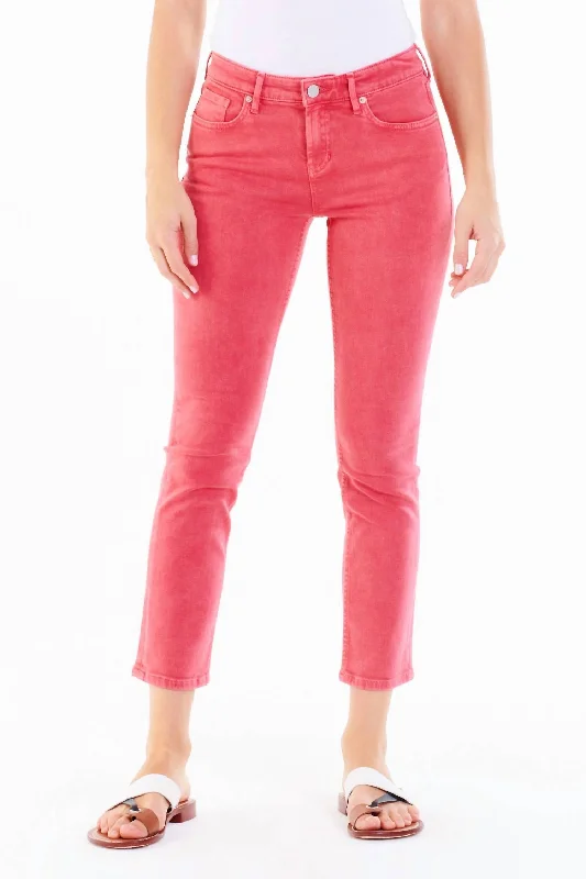 Free and comfortable Soft linen trousers Blaire Slim Straight Jeans In Hibiscus