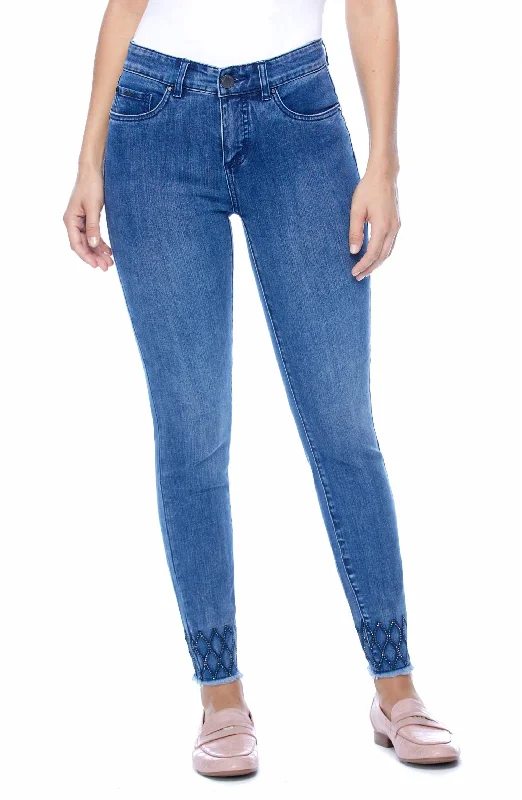 Sports Comfort Style Plaid cropped pants Christina Ankle Jean In Dark Denim