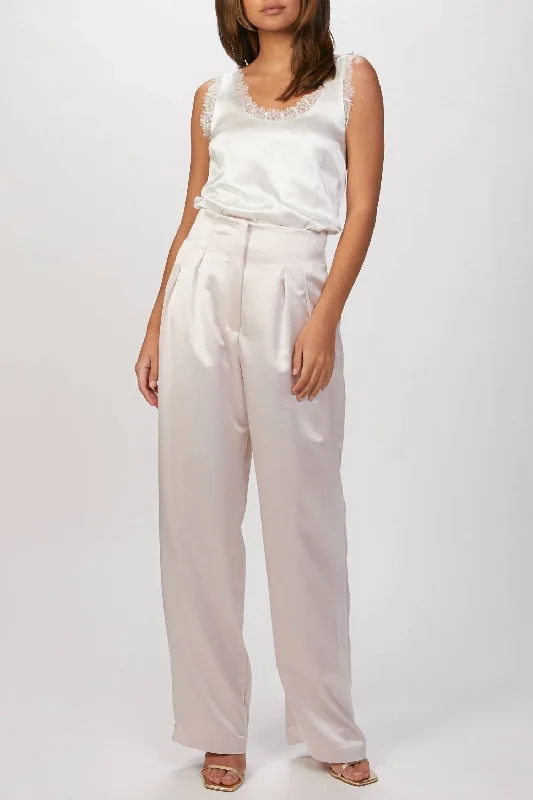 Slim Fit Clyde Satin Pants In Powder