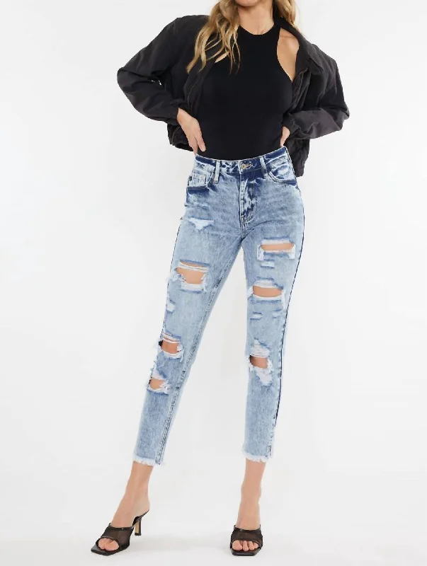 Classic style Printed relaxed pants Collie High Rise Mom Jeans In Medium Wash