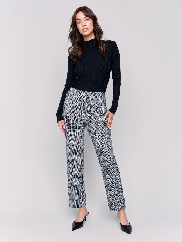 Leisure And Entertainment Trendy wide-leg trousers Cuffed Ponte Pants - Tattersall Leisure And Entertainment Trendy wide-leg trousers Cuffed Ponte Pants - Tattersall