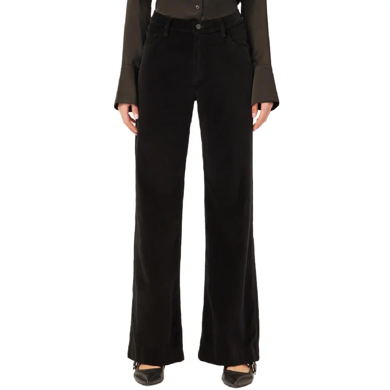 Low-key Luxury Denim Hepburn Velvet Wide Leg Pant In Voodoo