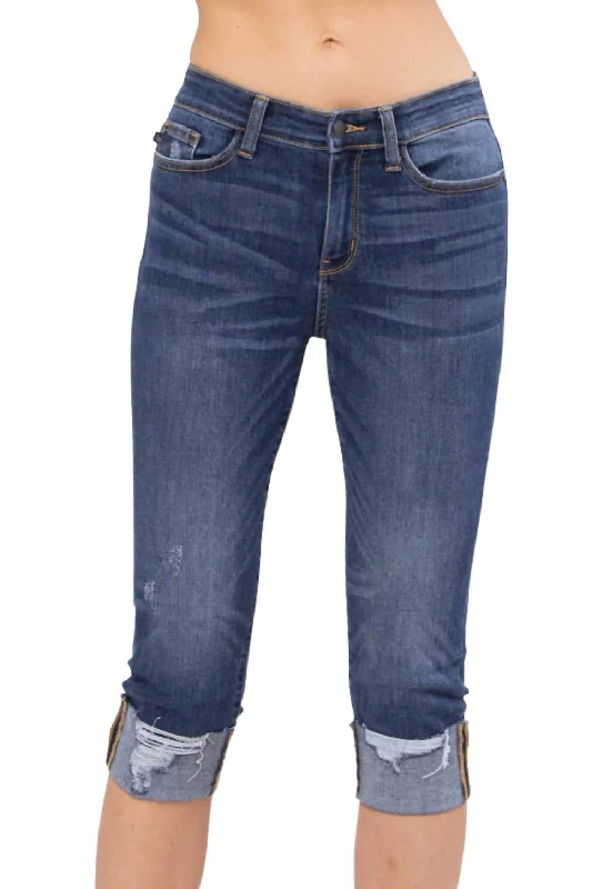 Multi-functional style Flattering high-waisted trousers Destroyed Cuffed Mid-Rise Skinny Capri In Medium Wash Multi-functional style Flattering high-waisted trousers Destroyed Cuffed Mid-Rise Skinny Capri In Medium Wash