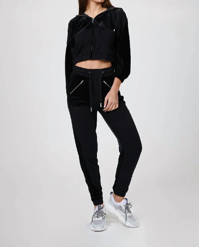 Sweet breath Dual Fabric Joggers In Black