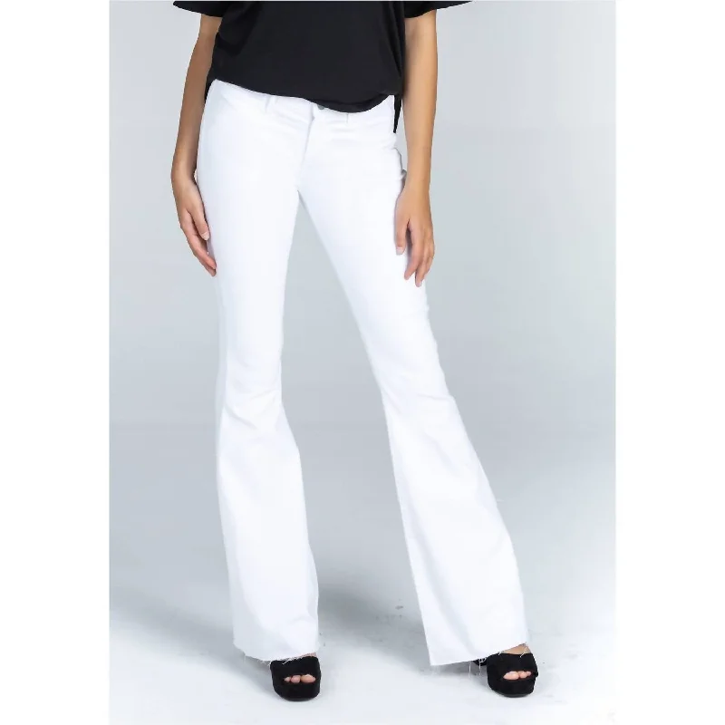 Single-shoulder Neck Design Classic plaid pants Faith Flare Jean In White Sand