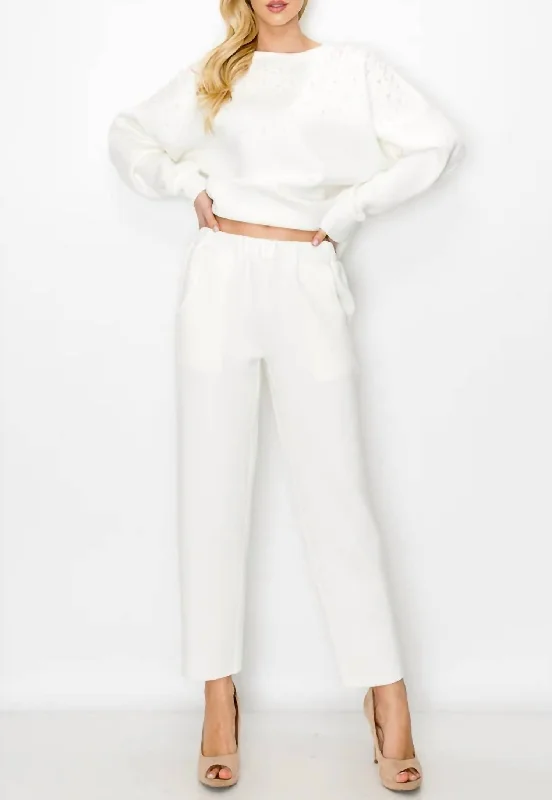 Printed pattern Skinny leggings for women Felice French Scuba Pant In White