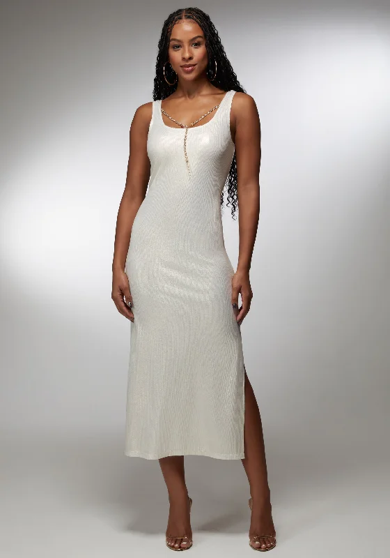 Advanced Customization Foil Rib Maxi With Chain Detail