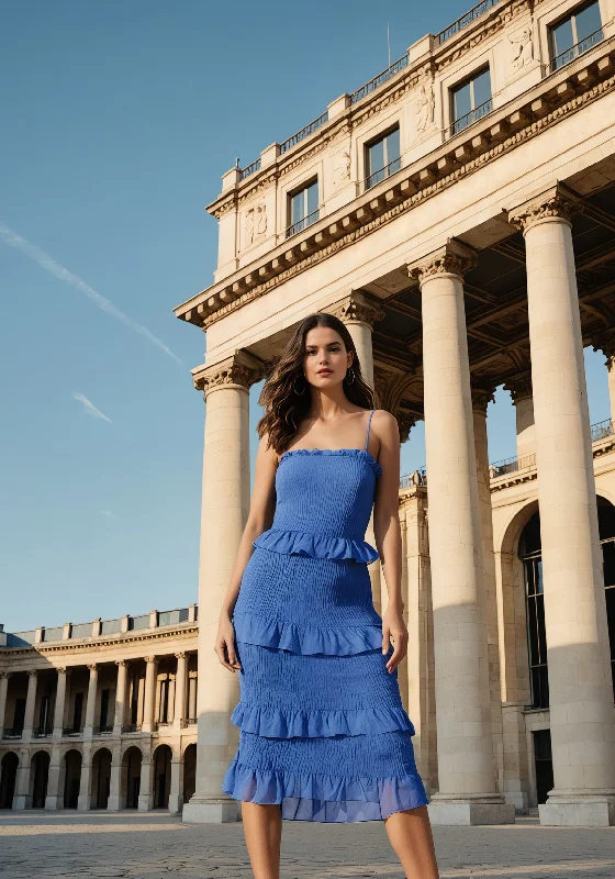 Alice style Georgette Smocked Midi Dress