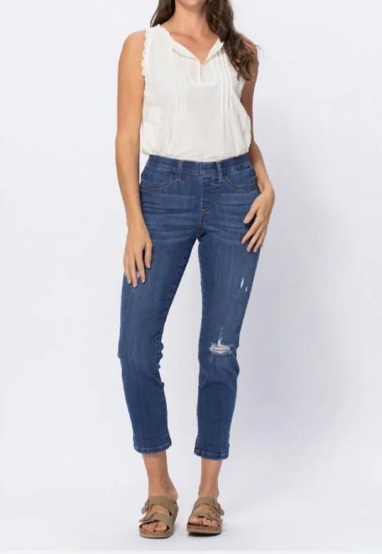 Classic Series Soft printed leggings Hanging With The Boys Denim Jegging In Blue