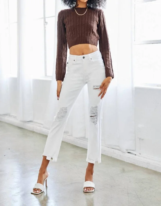 Beautiful Romance Wool leggings for women High Rise Lightning Jean In White